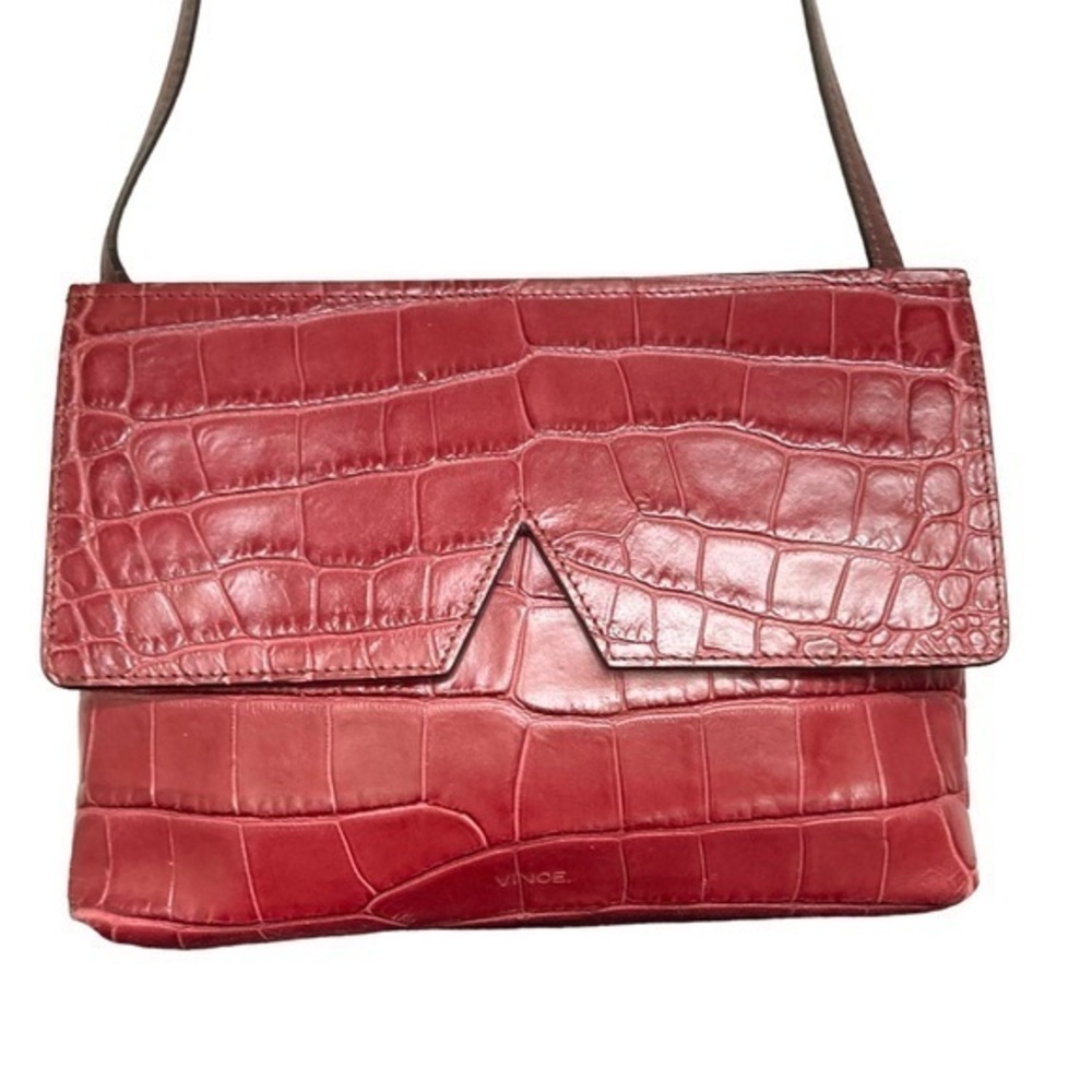 Vince burgandy embossed leather crossbody bag